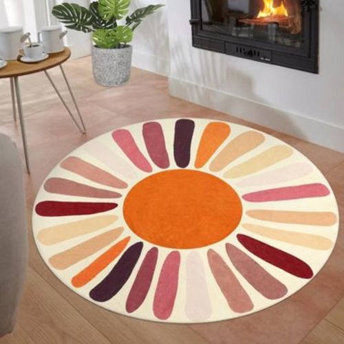 3'x3' Multi Color/Brown Soft Non Slip Cute Rug for Nursery Playroom, Low Pile Bedroom Living Room Carpet