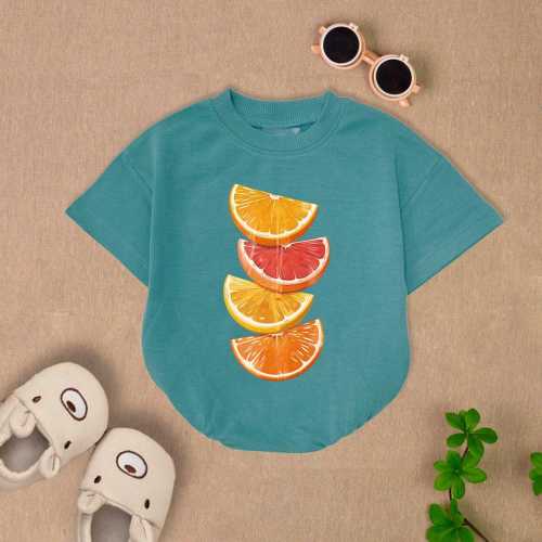 3-6m Short Sleeve Cadet Blue citrus romper