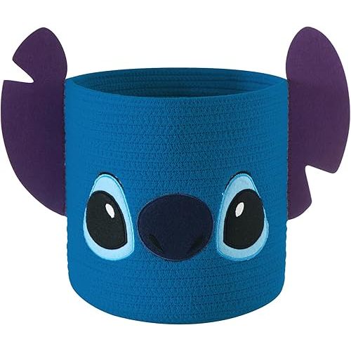 Idea Nuova Disney Stitch Figural Rope Storage Organizer Basket, 10" H x 10" W