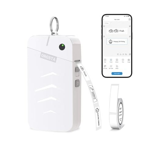 ORGSTA S001 Label Maker Machine with Tape, Portable Bluetooth Label Maker | Thermal Label Printer for Home, Office, School Organization, Wireless Mini Labeler, Sticker Maker, Multiple Templates, White