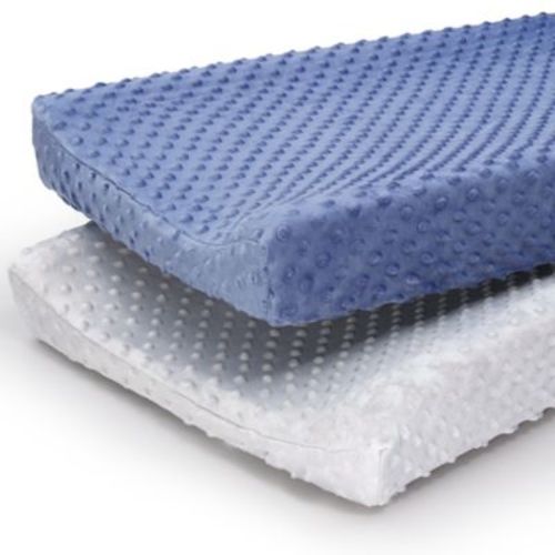 The Peanutshell™ 2-Pack Minky Dot Changing Pad Covers in Blue/Grey - BLUE/GREY - CHANGING PAD COVER