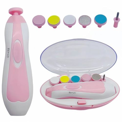 YUESUO Baby Nail Trimmer File with Light,Baby Electric Nail File for Newborn Infant Toddler Kids Adult,Battery Operated (AA) (Pink)