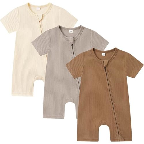 Baby Boy Girl 3 Pack Short Sleeve Rompers