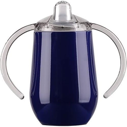 Buumin Stainless Steel Straw Sippy Cup with Handles & Silicone Lids,10 oz BPA Free Double Wall Vacuum Insulated Sippy Cup Mug Tumbler Toddler Straw Cups for boys and girls Non-Spill Sippy Cups