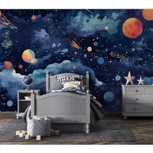 Celestial Dreams | Watercolor Galaxy Wall Mural Peel & Stick Space Nebula Art | PW336