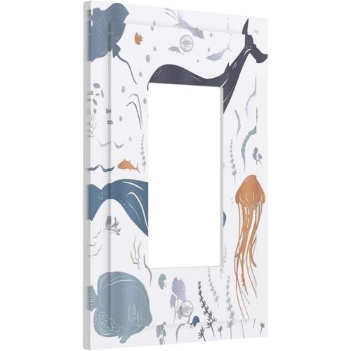 Kids Sea Animal Decorative Single Rocker Light Switch Covers 1 Gang Outlet Cover Wall Plate Decorative GFCI Switchplate Faceplate for Nursery Kidsroom Bedroom Decor