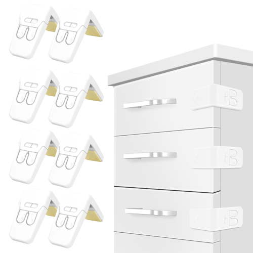 Toplive Child Safety Cabinet Locks for Babies 8 Pack Baby Proofing Latches for Cabinets, Drawers, Door, Fridge, Toilet-White