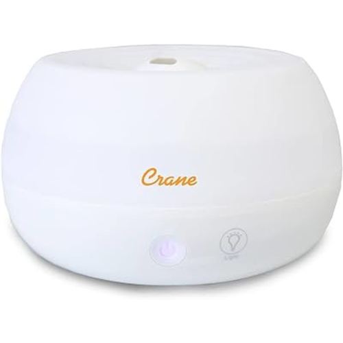 Crane Portable Ultrasonic Travel Humidifier & Aroma Diffuser – 0.2 Gallon Cool Mist, No Filter Required, Optional Essential Oil Tray, Whisper-Quiet for Babies, Travel, & Small Rooms (White)