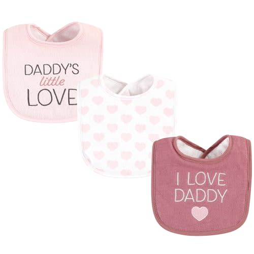 Hudson Baby Unisex Baby Fiber Filled Drooler Bibs 3pk, I Love Daddy Wild Rose, One Size
