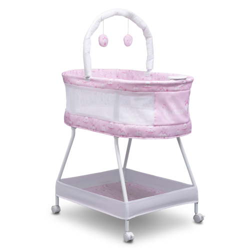 Disney Minnie Mouse Sweet Dreams Bassinet by Delta Children – Portable Crib with Lights, Sounds and Vibration, Pink