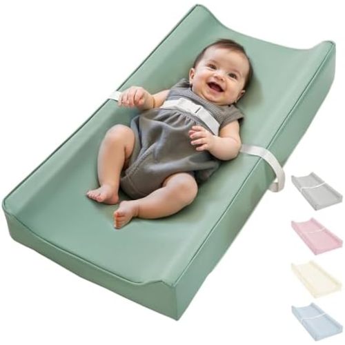 Vegan Leather Waterproof Baby Changing Pad, Green