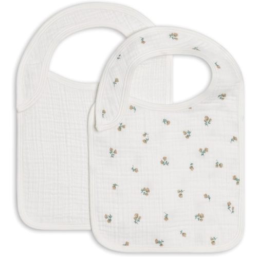 Colored Organics KENDI 2-Pack Bibs - Palmer Floral+Coconut Muslin