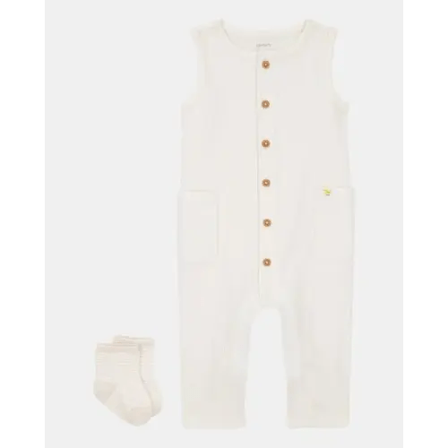 Baby 2-Piece Jumpsuit & Sock Set - Ivory | Carter's