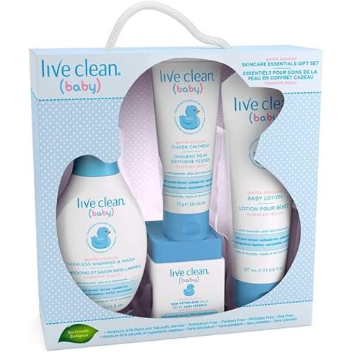 Coffret cadeau de soins essentiels pour bébé Live Clean, 4 pièces
