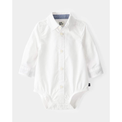 Baby Boy Long-Sleeve Button-Down Bodysuit - White - OshKosh B'gosh | Carter's