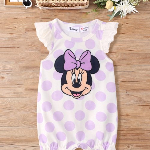 patpat Baby 's Disney Romper - Cute Pink Sleeveless Summer Outfit with Mickey & Minnie Mouse, Soft Machine-Washable Jumpsuit for & (iconic logo), Perfect for Outdoor