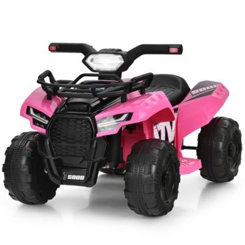 Costway 6V Kids ATV Quad Electric Ride On Car Toy Toddler with LED Light MP3 Pink