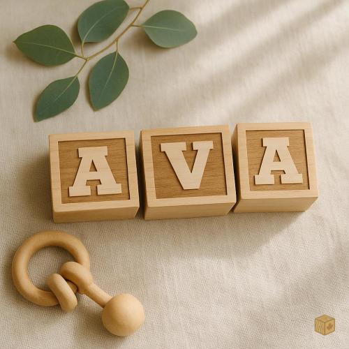 Personalized Wooden Name Blocks: Laser Engraved Birch, Nursery Decor