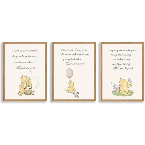 ZsaTuiy 3PCS Winnie Poster Decorations-Baby Room Decorations-Nursary Stuff Winnie Nursery Posters Wall Decor, Pooh Baby Shower Decor, Winnie the Pooh Room Decor