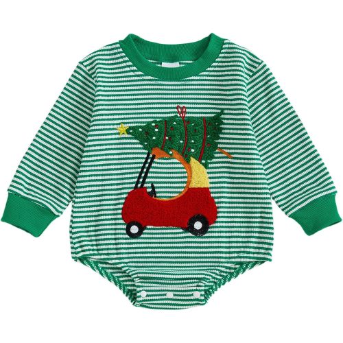 My First Christmas Baby Boy Outfit Cute Bubble Romper Sweatshirt