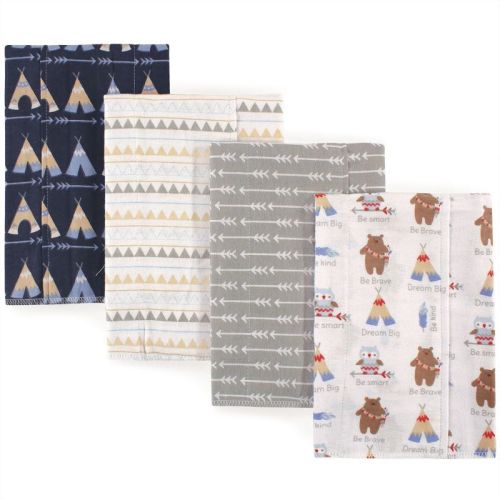 Luvable Friends Baby Boy Cotton Flannel Burp Cloths 4pk, Brown Bear, One Size