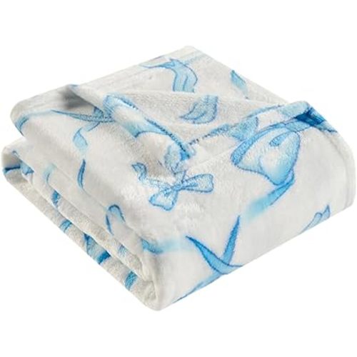 Bow Baby Blankets for Boys-Soft Cute Fleece Baby Blanket-Fluffy Infant Newborn Toddler Small Receiving Blankets for Crib Stroller,Bow Decor 30x40 Inches Blue
