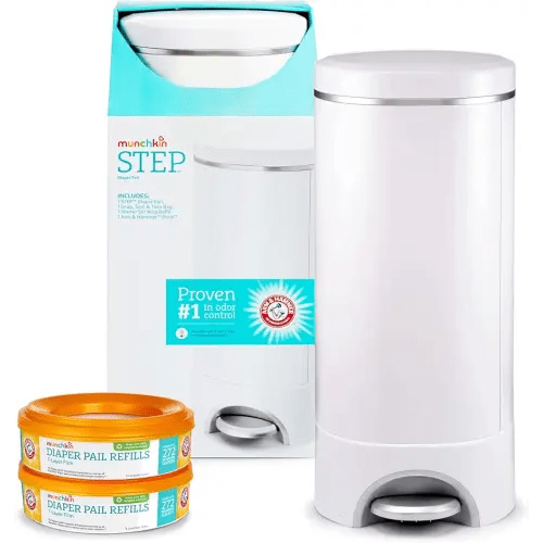 Munchkin® Step Diaper Pail Bundle - Includes Diaper Pail, Refill Rings, Bags and Baking Soda Puck