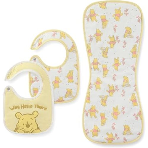 Disney Mickey Minnie Pooh Cars 3 Piece Baby Bib & Burp Cloth Set for Infants