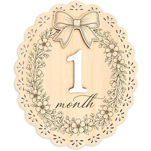 Baby Monthly Milestone Signs Girl, 1-12 Months Baby Milestone Signs (M08)