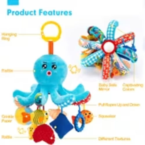 baby toys car seat toys octopus toy squeaky crinkle rattle - Temu
