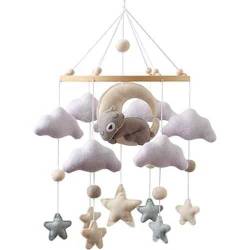 Baby Mobile for Crib – Handmade Hanging Felt Nursery Mobile – Fits Most Crib Arms – Gender-Neutral Boho Nursery Decor & Baby Gift