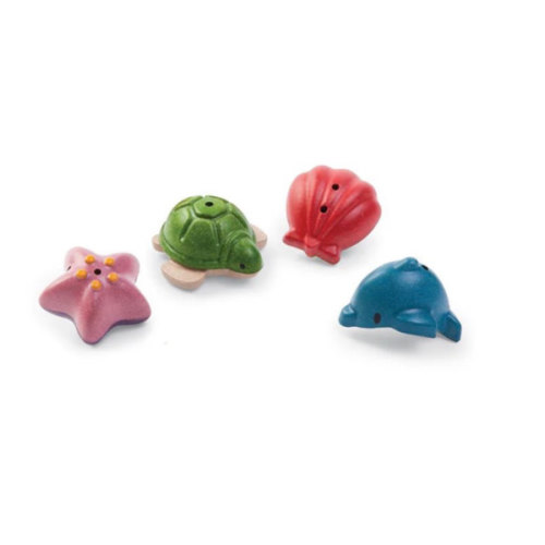 Sea Life Bath Set by Plan Toys – Eco-Friendly Fun- Blue Otter Toys