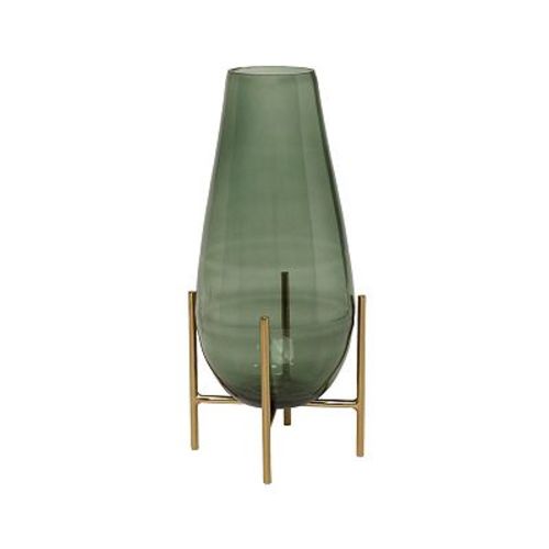 Tapered Glass Vase with Brass-Tone Stand Table Decor