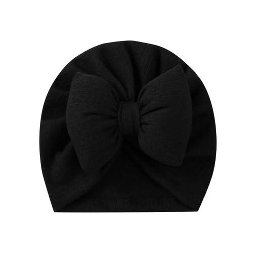 Zwiiyzr Baby Girl Turban Newborn Beanies Hat Top Bowknot Head Wrap Beanie Infant Girls Headwraps Toddler Kids Hats 0-3 Years Black