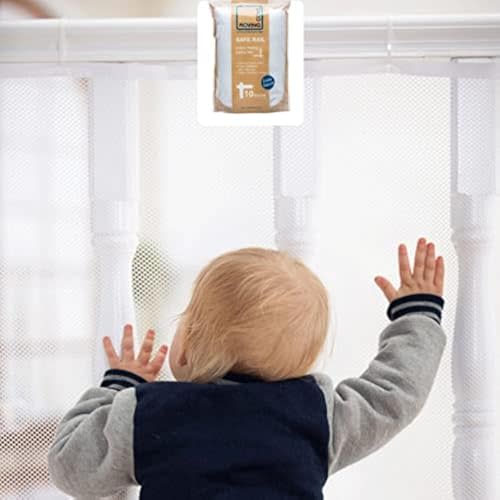 Roving Cove Stair Banister Guard 5ft x 3ft, Railing Safety Net for Baby Proofing, Child Safety Stairway Cover, Balcony Mesh Netting, Pearl White