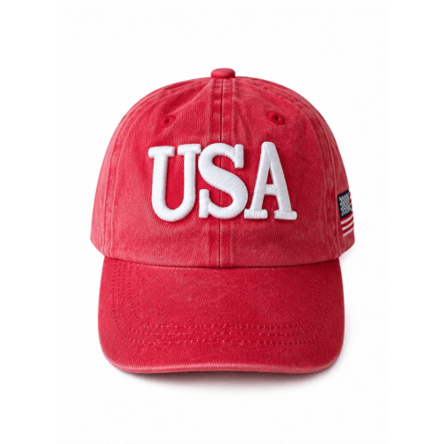 USA Kids Baseball Hat - Vintage Red Patriotic Toddler Cap – SpearmintLOVE