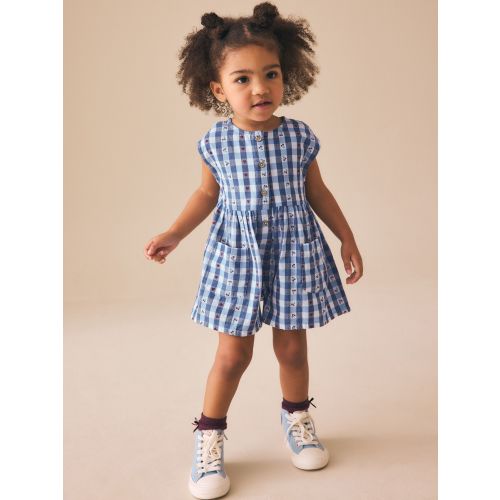 Blue Gingham Trapeze Playsuit (3mths-7yrs)