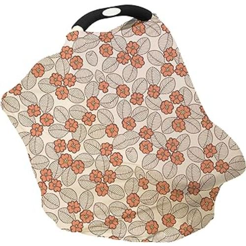 Breathable Car Seat Cover for Babies – Multi-Purpose Soft Rayon Nursing Cover for Breastfeeding, High Stretchy Infant Carseat Canopy, Stroller Cover (Smooth Rayon, Warm Floral)