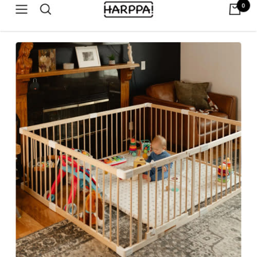 HARPPA Wooden Baby Gate Playpen | Non-Toxic Foldable DIY Adjustable Play Yard for Infants & Toddlers – Natural Finish Baby Fence for Small & Large Spaces