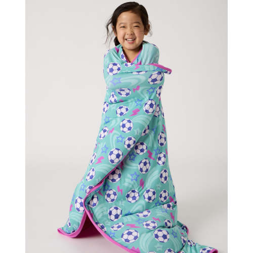 Aqua Soccer Stars Large Cloud Blanket | Little Sleepies