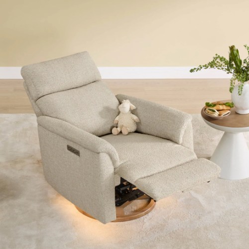 Lulla Power Swivel Nursery Glider Recliner with Power Headrest and Nightlight