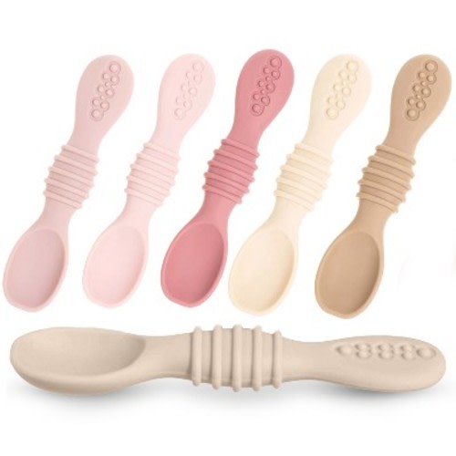 Sperric Baby Spoons Self Feeding Spoons 6+ Months, Infant Spoons First Stage, Baby Led Weaning BPA Free Teething Spoons