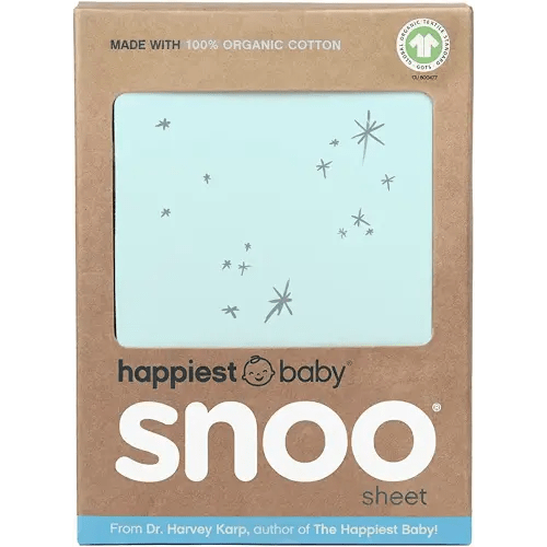 Happiest Baby SNOO Bassinet Fitted Sheet - 100% Organic Cotton Nursery Bedding - Fits SNOO Sleeper Crib Mattress (Teal Galaxy)