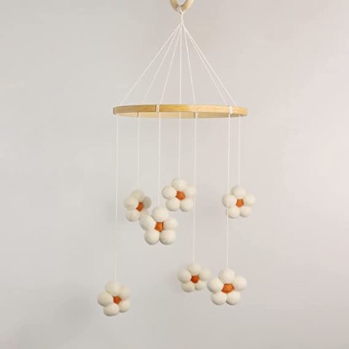 Floor-Standing Crib Mobile Arm with Music Box - 65 Inch Mobile Arm for Crib - 100% Beech Wood - Crib Mobile Motor - Volume Control - 35 Lullabies - Wooden Nursery Decor - Baby Mobile Hanger