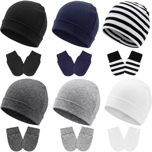 BQUBO Newborn Baby Hats Mittens Set for Boys Girls Hospital Hat Beanie Infant Caps Baby Gloves