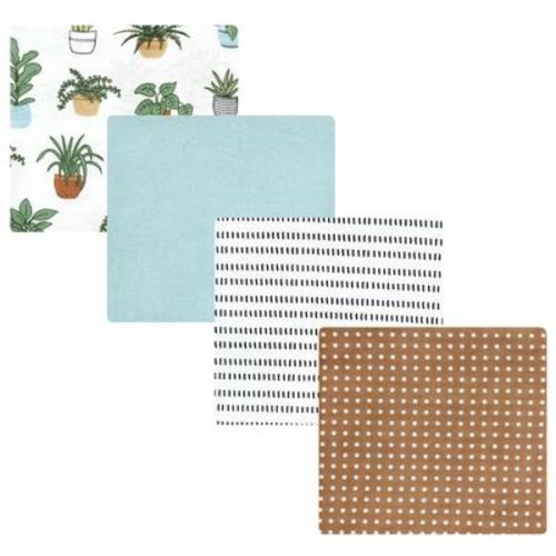 Luvable Friends Hudson Baby Infant Cotton Poly Flannel Receiving Blankets 4pk, Botanical Plants