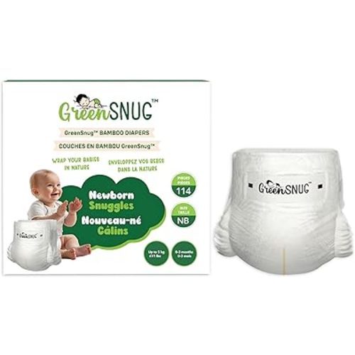 Bamboo Diaper - Size 1 Latex and Chlorine Free Diapers for Newborn - Ultra Soft Bamboo Fiber Leak Proof Diapers with Wetness Indicator - Comfortable Fit for Babies 0 to 3 Months Up to 5 kg