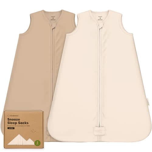 2-Pack Baby Sleep Sacks, Zipper Wearable Blanket,100% Cotton (Ecru, S) | Soft 100% Organic Cotton 0.5TOG, Lightweight Toddler Sleeping Sack 3-6 months, Easy to Wear Newborn Transition Swaddles Sack