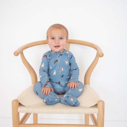 Bamboo 2-Way Convertible Zip Romper - Blue Dog