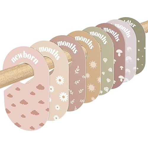 WSICSE Baby Closet Divider, Double-Sided Baby Clothes Organizer Nursery Decor Closet Dividers for baby Clothes 8 Designs from Newborn to 24 Month (Weather